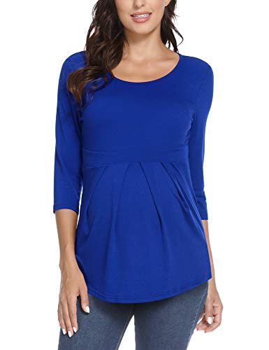 GLAMIX Womens Maternity Shirts 3//4 Sleeve Front Pleat Pregnancy Tops Printing Peplum Maternity Shirts 10 Pink Burgundy Plaid, L